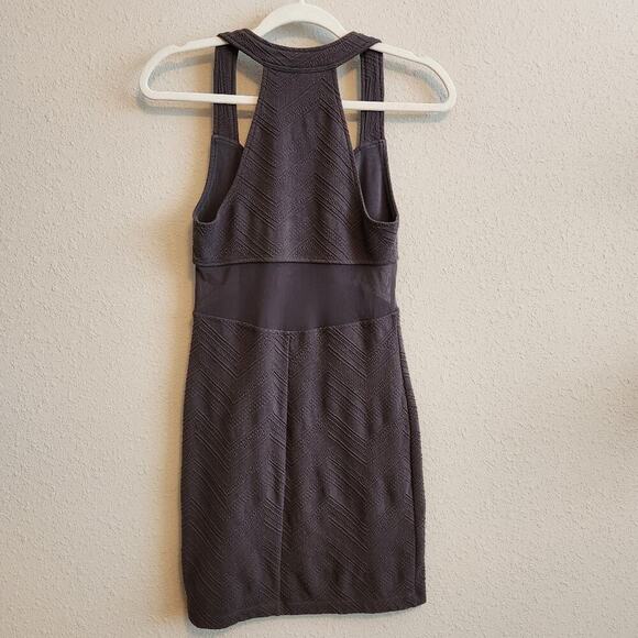 Free People Size Small Gray Textured Mesh Bodycon Mini Dress - Picture 10 of 13
